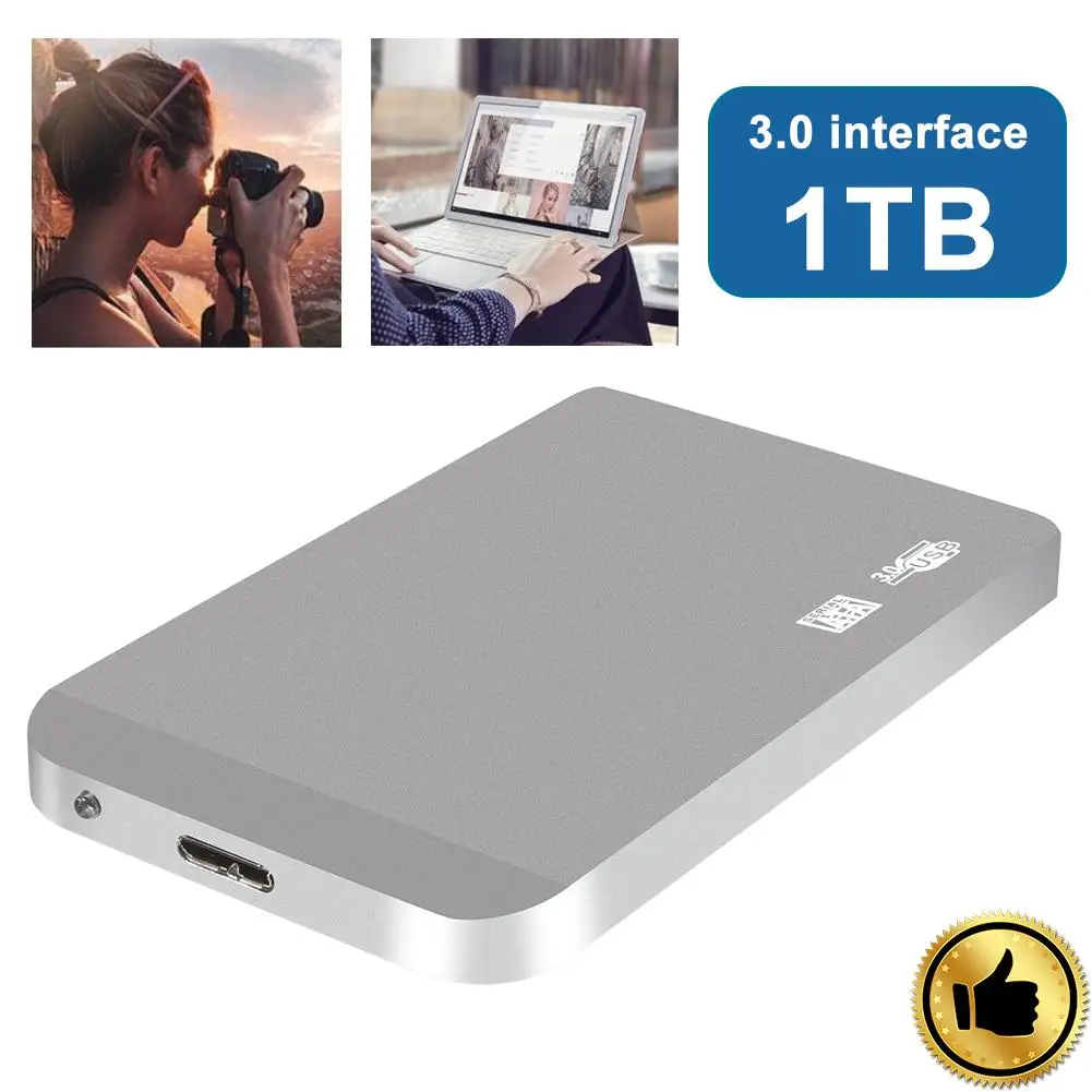 Metal Silver 1T USB 3,0 Портативный внешний мобильный жесткий диск ПК ноутбук внешний жесткий диск адаптер Жесткий диск - Цвет: Metal Silver 1T