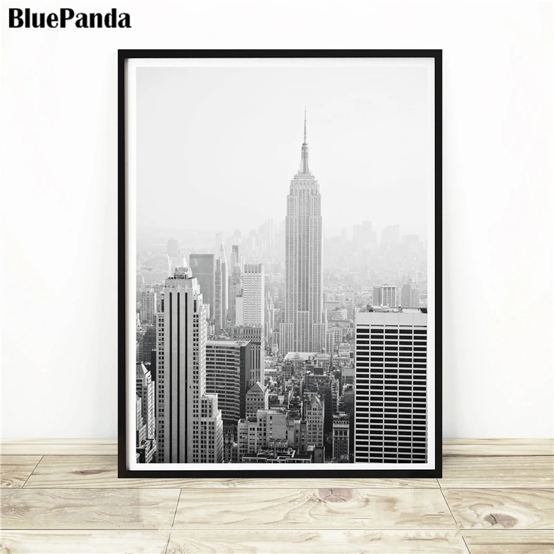 Здание города черно белая художественная Скандинавская Картина на холсте с