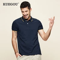 kuegou 2021 summer 100 cotton patchwork polo shirt men fashion short sleeve slim fit poloshirt male brand plus size clothes 393