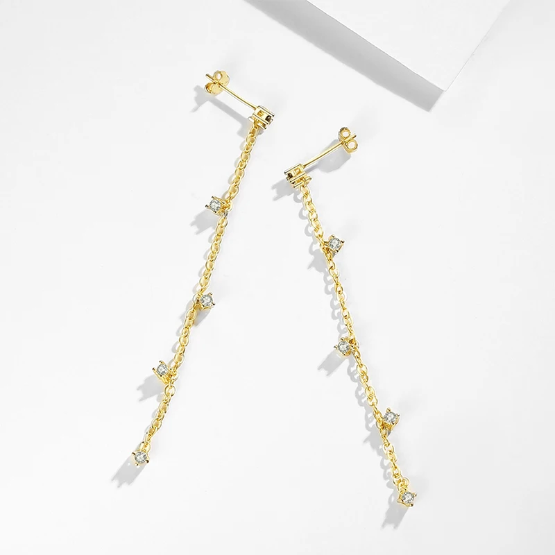 Женские серьги-подвески из серебра 925 пробы с фианитами | Украшения и аксессуары