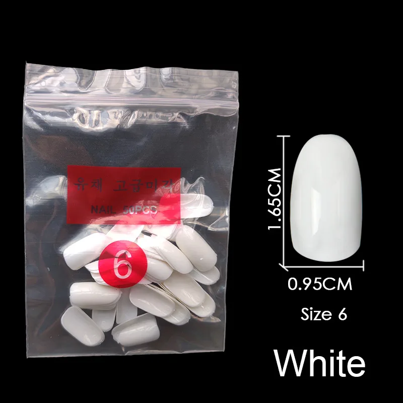 White-Size-6 Купите некоторые размеры s коротких круглых накладных гвоздей полный размер ногтей 0 1 2 3 4 5 6 7 8 доступны 3 цвета накладные ногти для ногтей DIY - Цвет: White-Size-6
