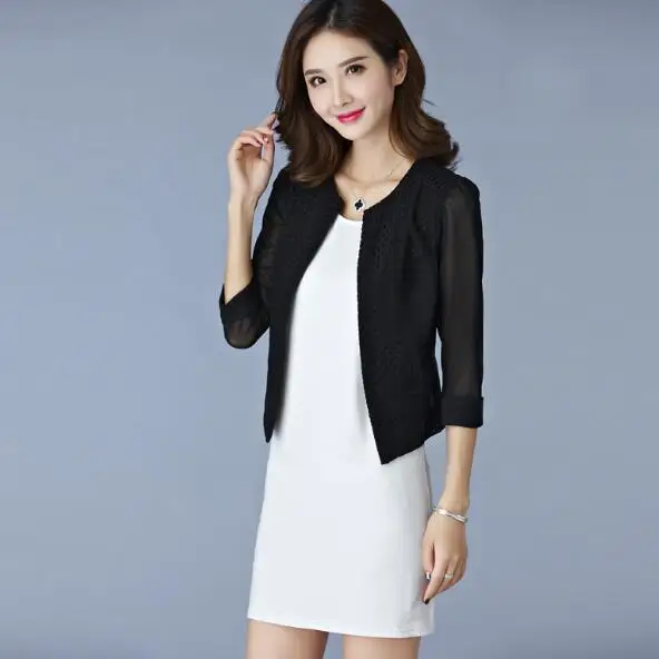 Женская газовая одежда с коротким рукавом черная или белая приталенная