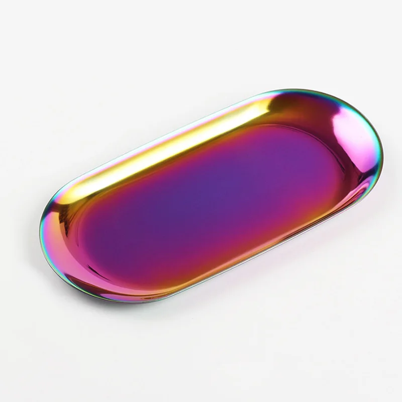 Простой и элегантный дизайн из нержавеющей стали овальный лоток для хранения