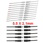 5 пар, 5,5x2,1 мм, 12 В постоянного тока, штекер питания, разъем, Светодиодная светильник, гибкий кабель, черный, белый, штекер постоянного тока, гнездовой адаптер провода