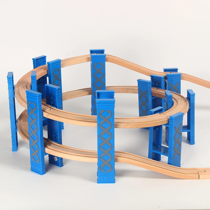 Деревянная игрушка круговой трек дешевый двухслойный виадук спиральный Пирс