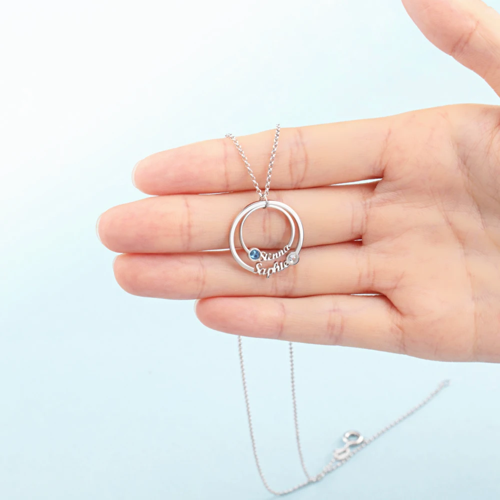 JewelOra 925 пробы серебро персонализированное ожерелье C именем с 2 по месяцу рождения