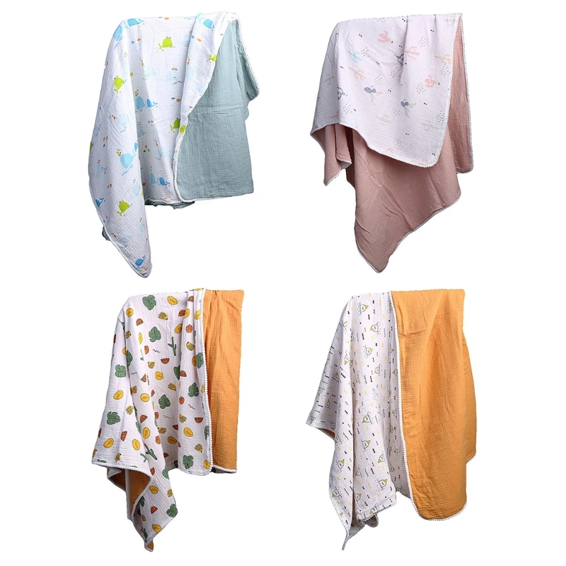 

Four-layer Gauze Crepe Blanket Tassel Wind Baby Blanket Children Bath Towel Q1FE
