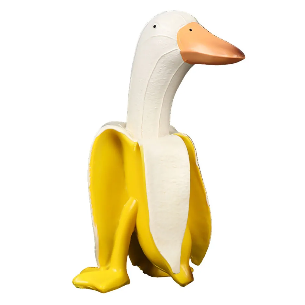 Banana Duck, Creative Cute Whimsical Peeled Banana Art Garden Statue Home Office Desk Ornaments Outdoor Patio Yard  Indoor Decor