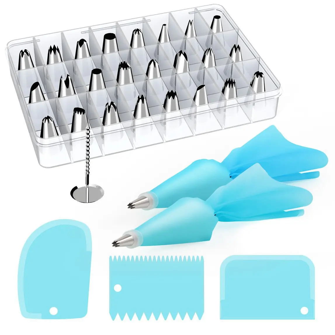 

With Numbered 24-head Decorating Mouth Kit, TPU Decorating Bag Cream Scraper 32-piece Set