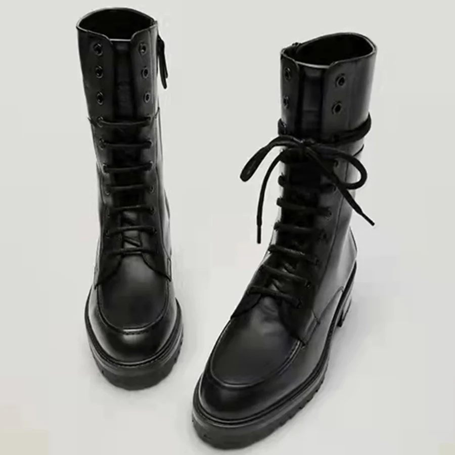 

Женские винтажные ботинки в стиле ретро, из натуральной кожи