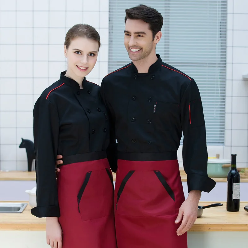 Куртка шеф-повара с длинным рукавом для мужчин и женщин унисекс одежда ресторана