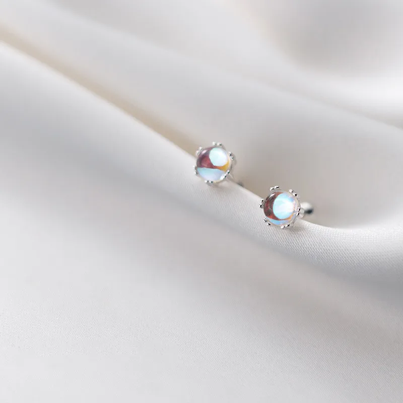 

925 Sterling Silver Aurora Crystal Personalized Fashion Stud Earrings For Women New Jewelry Wedding Party Gift