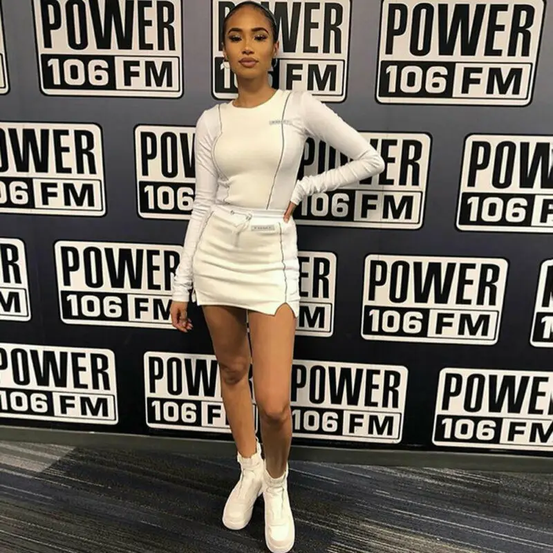 Женский топ с круглым вырезом + мини-юбка комбинезон завязками и длинными