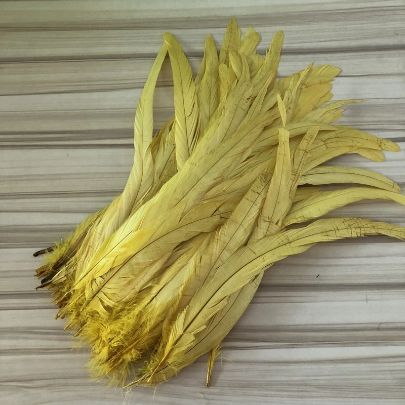 Бесплатная доставка 500 шт./лот желтый окрашенный свободный петух хвост перья 14 16