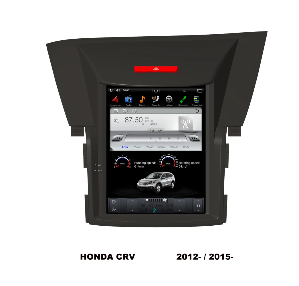 

Android 9.0 Tesla Style Vertical Screen Car GPS Navigation for HONDA CRV 2012-/2015- Radio Stereo Multimedia Player with BT WIfi