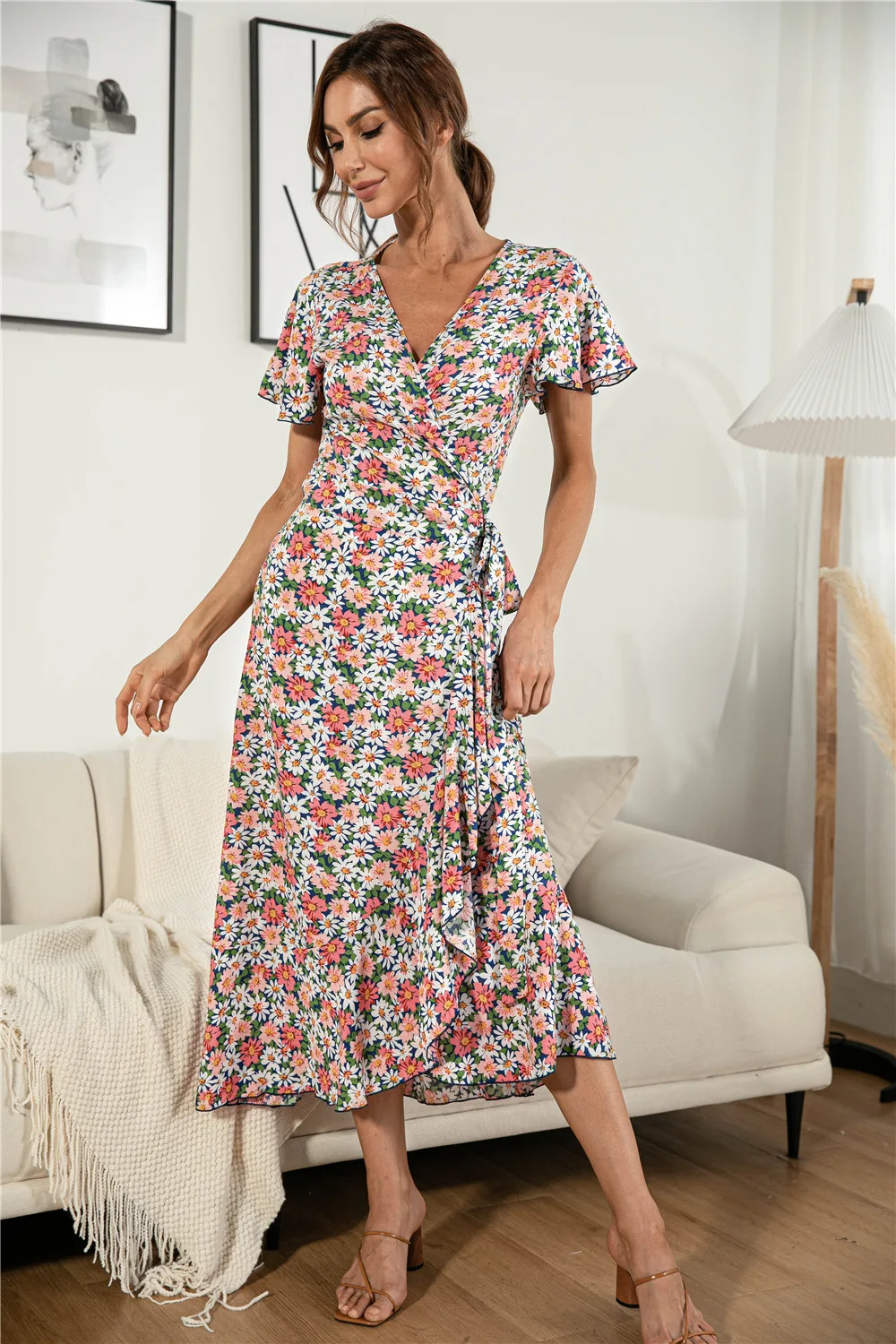 

summer women's dress 2021 printing flowers V-neck party dresses sexy dress summer dress women
