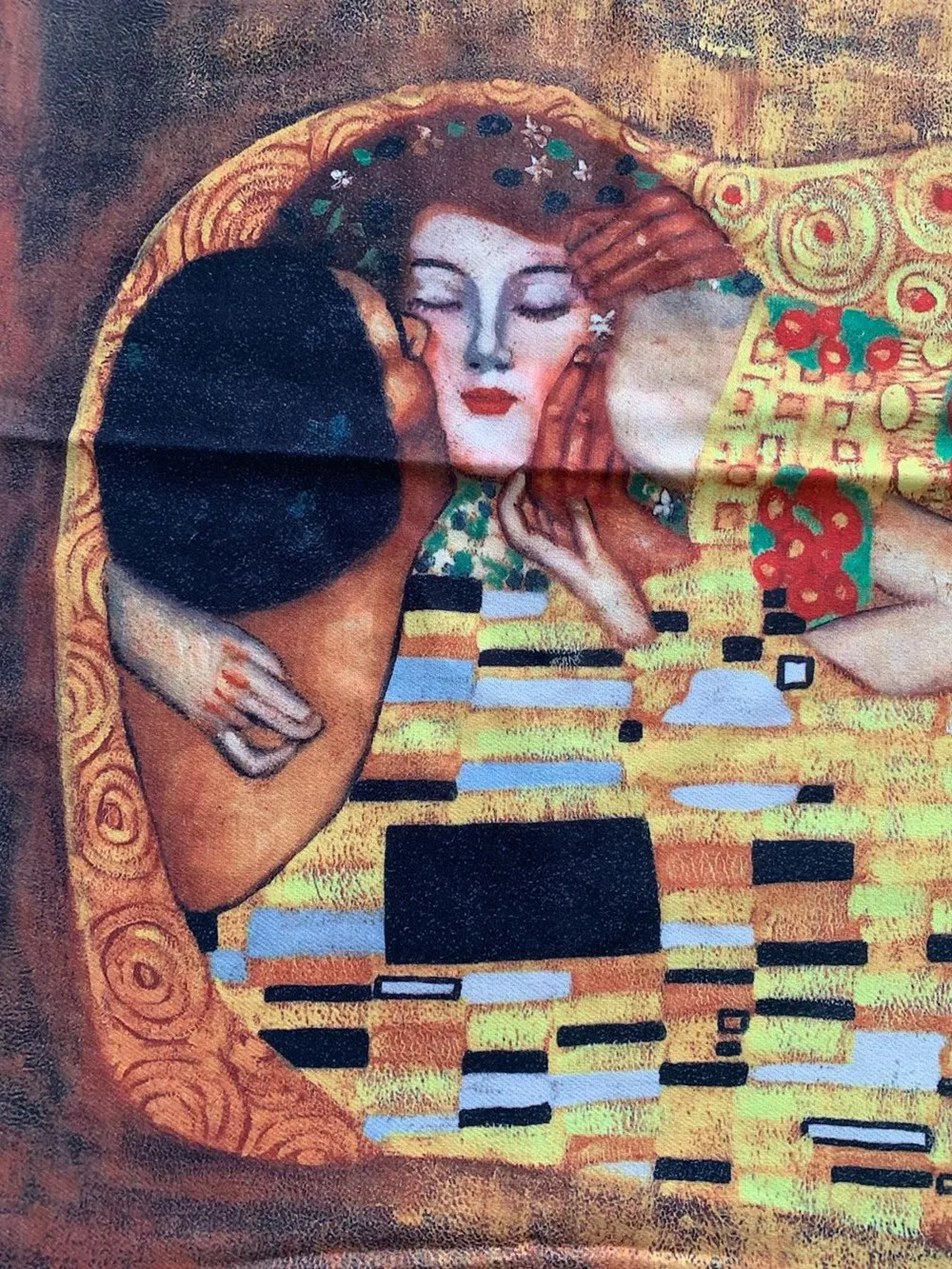 Кашемировый шарф Густава Климта с рисунком маслом женский весенний из пашмины