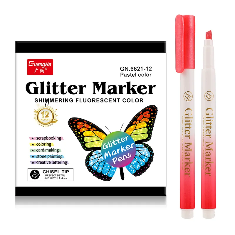 

Art Marker 12 Color Glitter Marker Pens for School Office Adult Coloring Book Journal Drawing Doodling Art Markers Promotion Pen