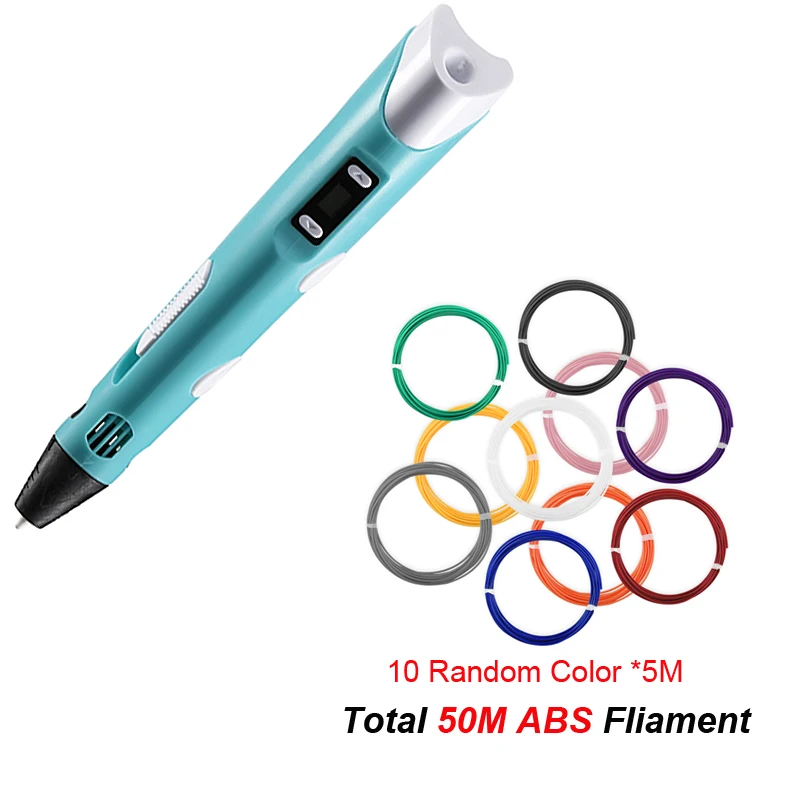 Blue pen ABS 3D Ручка DIY 3D печати ручки с ЖК-дисплей Экран 1,75 мм PLA Синтетическая нить 5V 3D, ручки для рисования для детей развивающая Серия Подарки на день рождения - Цвет: Blue pen ABS
