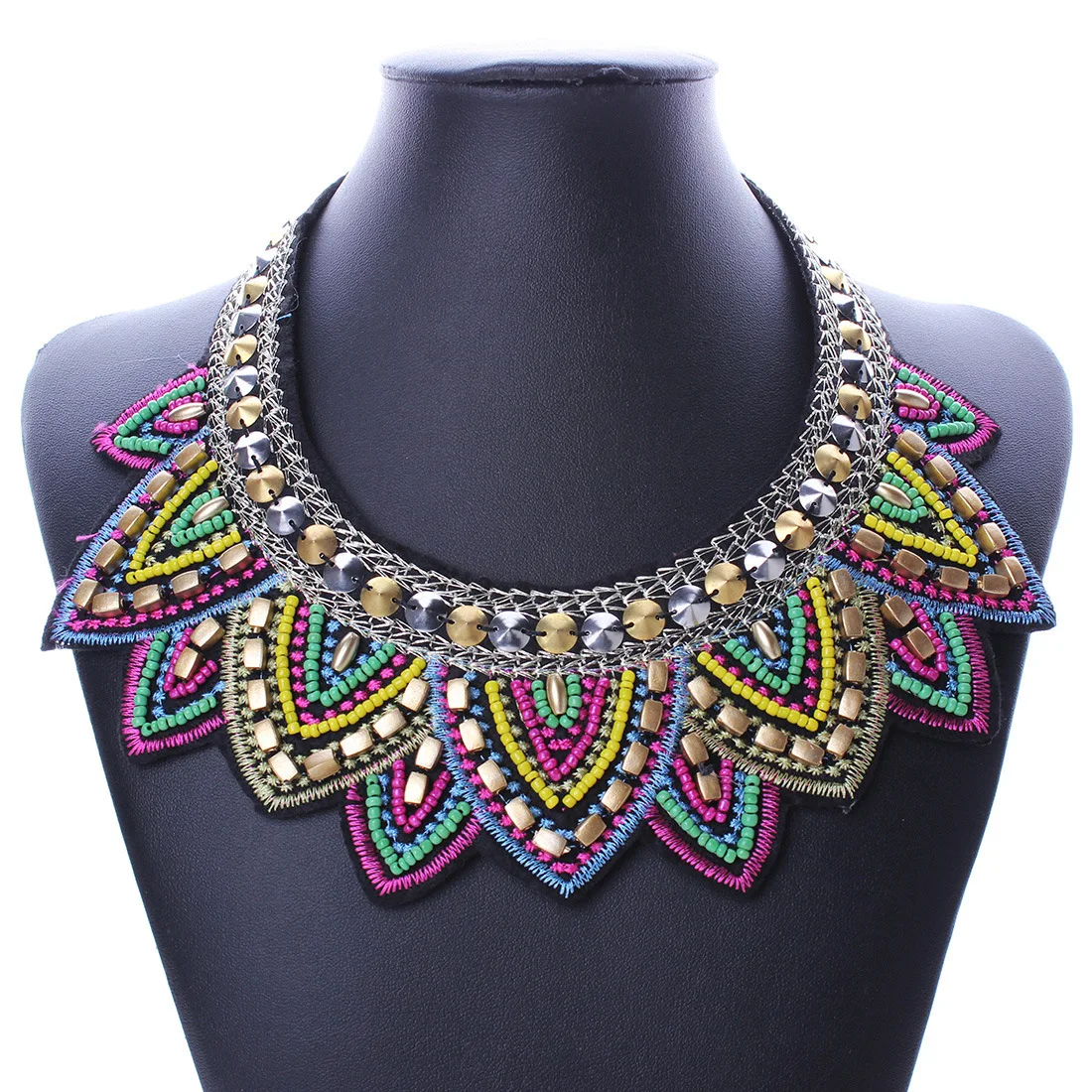 Модные большие Преувеличенные ретро Национальный стиль бусы ткань воротник