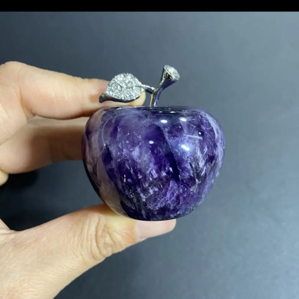 

Sunligoo Mini Crystal Amethyst Rose Quartz Apple Ornaments Natural Gemstone Reiki Healing Stones For Home Decor Christmas Gift