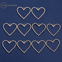 10pcs shiny crystal heart charms 3835mm zinc alloy metal hollow hearts charm for jewelry making earrings accessories wholesale