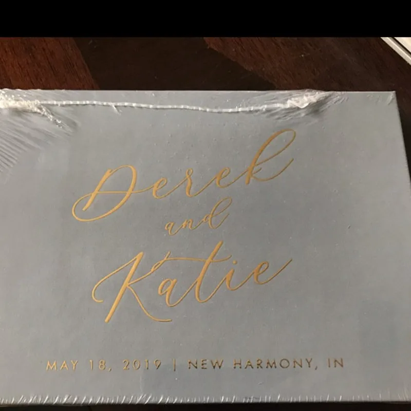 

Rose gold wedding Guest Book personalised blue Guestbook modern baby shower photo album engagement keepsake hen night journal