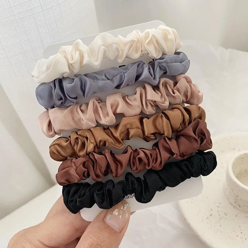 

6Pcs/Set Elastic Hair Bands for Girls Satin Silk Scrunchies Hair Holder Ties Rope Women Ponytail Hair Accessories