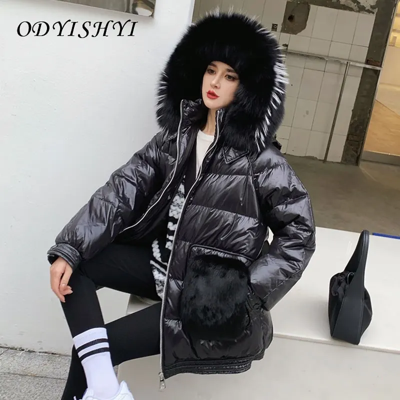 

Real Fox Fur Big Collar Hooded Parka Women Jacket 2020 Winter High Quality 90% White Duck Down Coat Fashion Ladies Outwear Warm