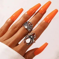 huatang 2pcsset boho spider rings sets for women girls vintage silver color metal goth joint rings funny jewelry anillo 18357