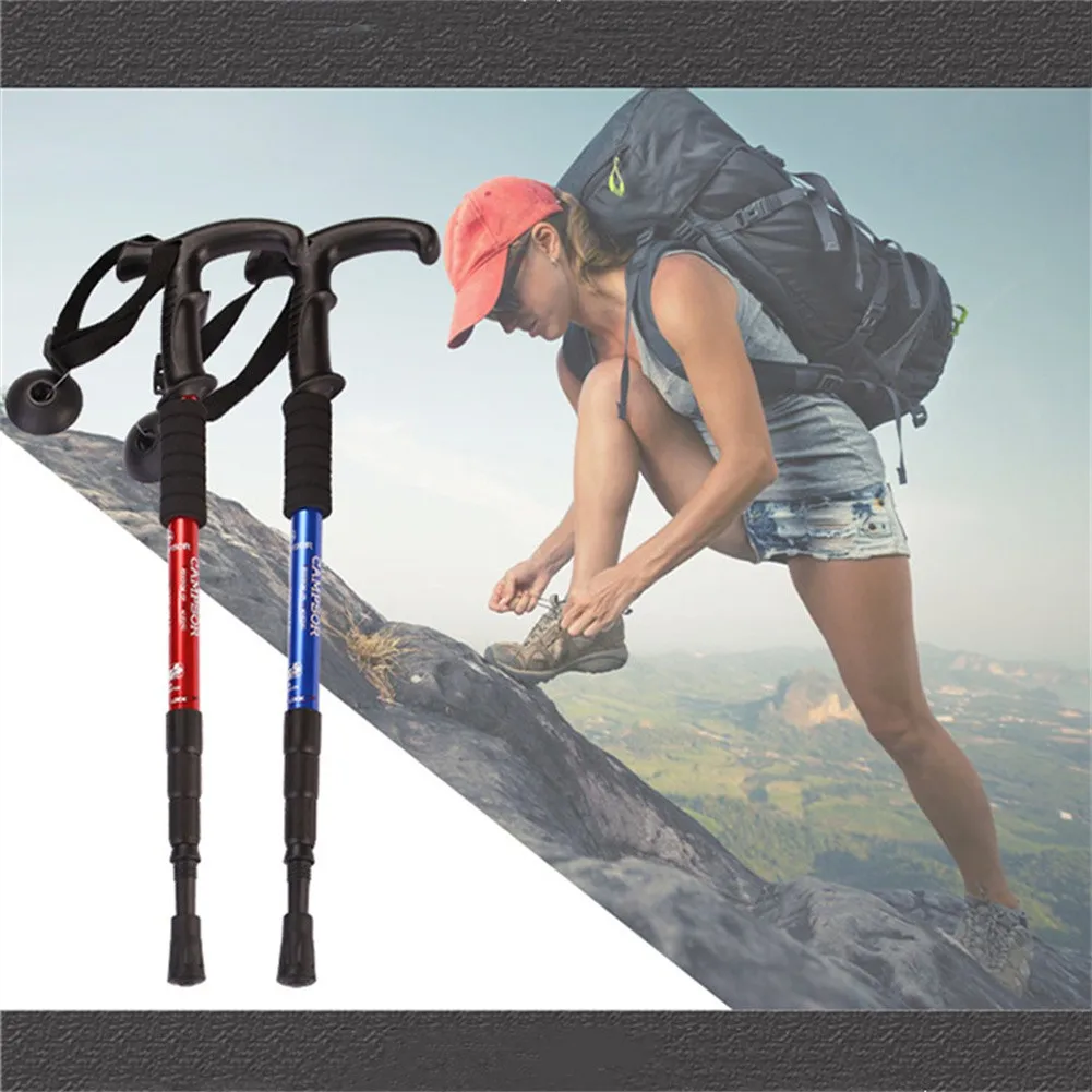 Telescopic 4-Section Antishock Trekking Pole Outdoor Anti-slip Walking Pair Stick Removable Hiking Accs | Спорт и развлечения