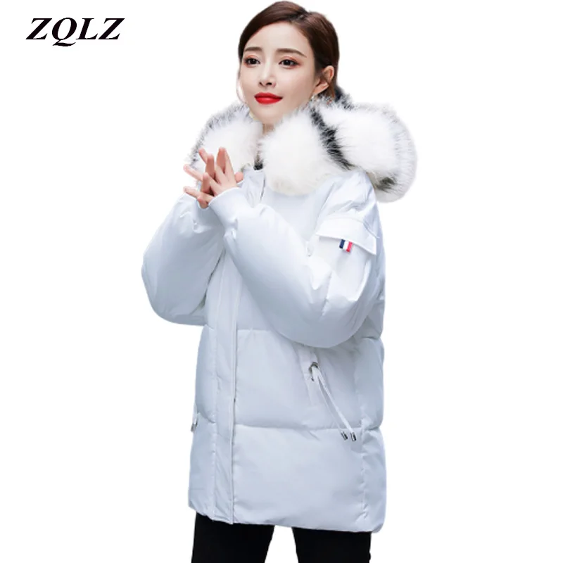 Женская куртка с капюшоном и воротником из искусственного меха теплая короткая