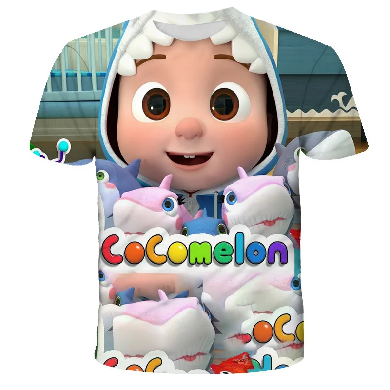 Camiseta de manga corta para ni&ntilde;os y ni&ntilde;as, ropa informal de Cocomelon 3D, Tops de cumplea&ntilde;os para mujeres y adultos-1