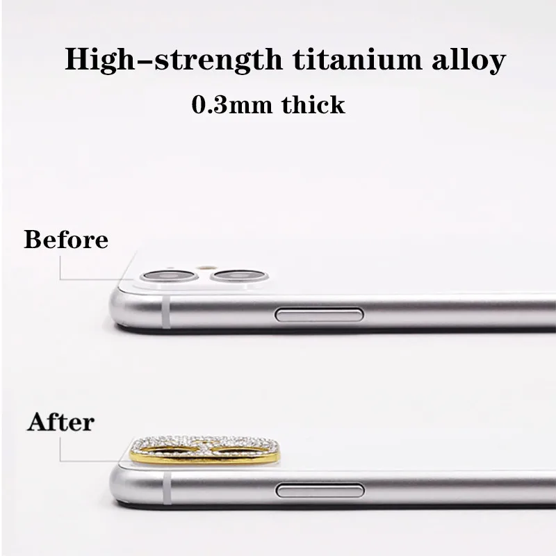 

Camera Lens Protector Glitter Rhinestone Shockproof Film For iPhone 11 12 Pro Max X XS 12 Mini Shiny Diomand Camera Accessories