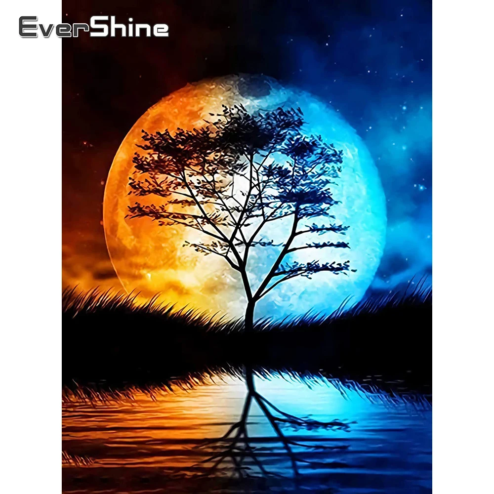 

EverShine Алмазная вышивка «сделай сам» Луна алмазная живопись полное сверление квадратное дерево Стразы картина мозаика живописный хобби руч...