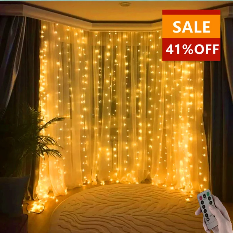 

3M LED String Lights Curtain Remote Control USB Fairy Lights Garland Led Wedding Party Christmas for Window Home Outdoor Decor