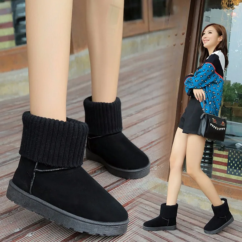 

Women Boots Winter Keep Warm Slip On Snow Ankle Boots Ladies Fashion Short Plush Casual Shoes Female Solid Footwear Dropshipping