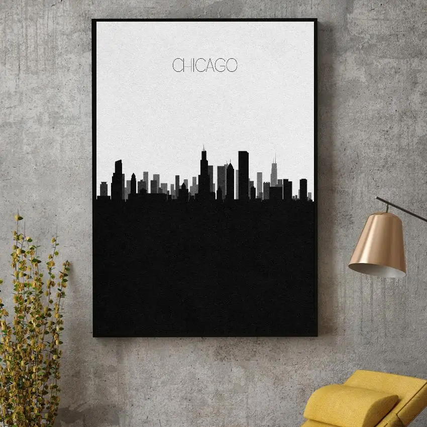 

Chicago Skyline Canvas Art Print Wall Poster Living Room Decoration No Frame