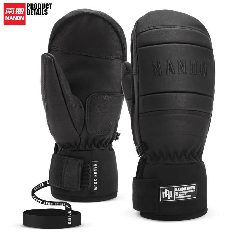 NANDN лыжные перчатки кожаные теплые водонепроницаемые ветрозащитные сноуборд для