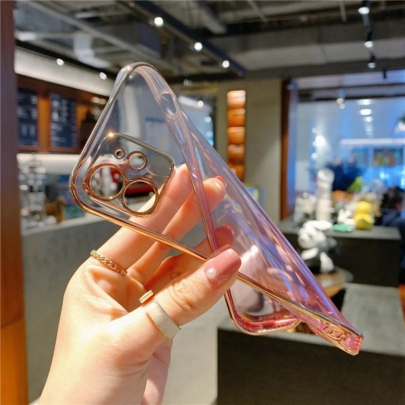 

Luxury Electroplated Phone Case For iPhone XS 12 mini 11 Pro Max 7 8 Plus SE 2020 X XR Fashion Gradient Color Soft Lucid Covers