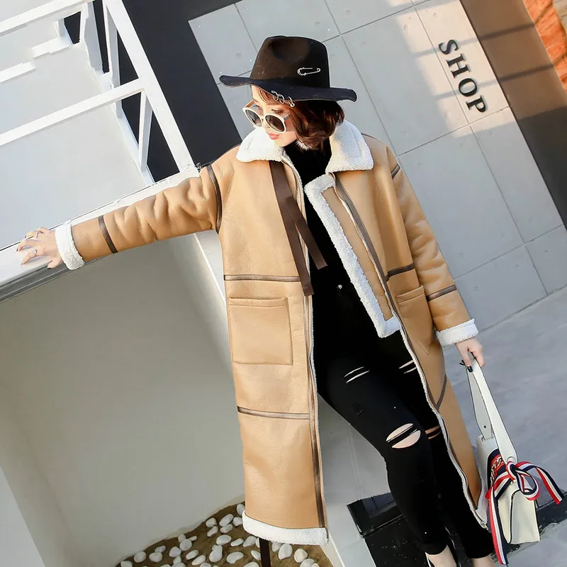 

2020 Autumn and Winter New Fashion Locomotive Clothing Fur Coat Fur Coat Long Imitate Sheep Shearling Leather Women