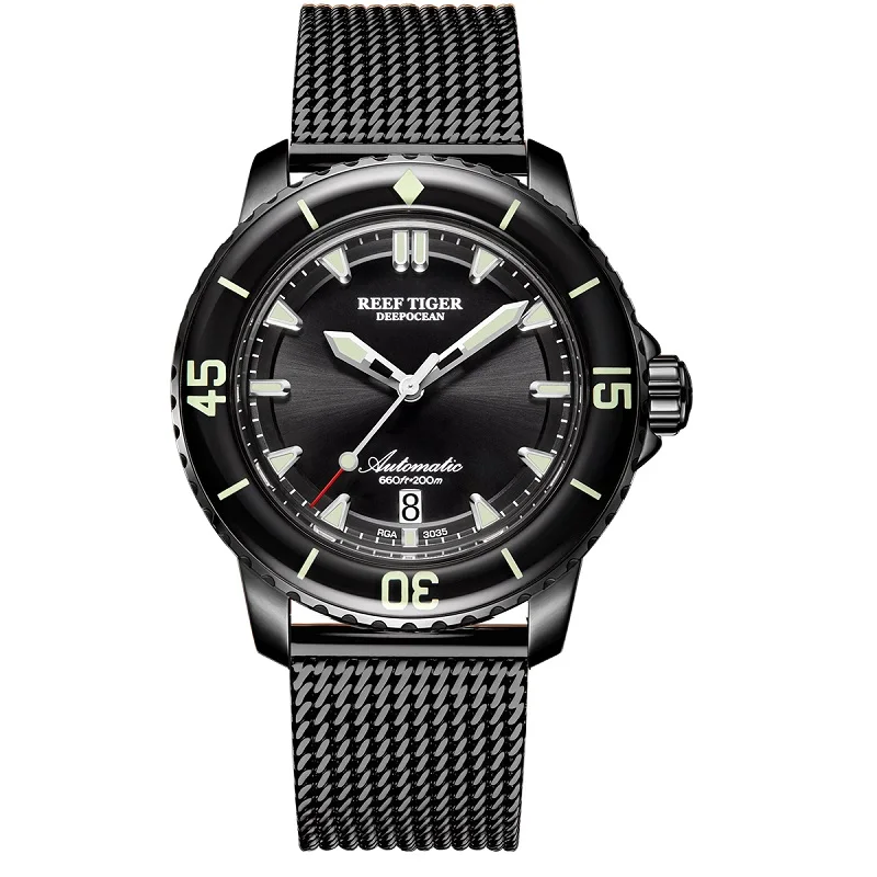 Мужские часы для дайвинга Reef Tiger/RT светящиеся автоматические деловые наручные с