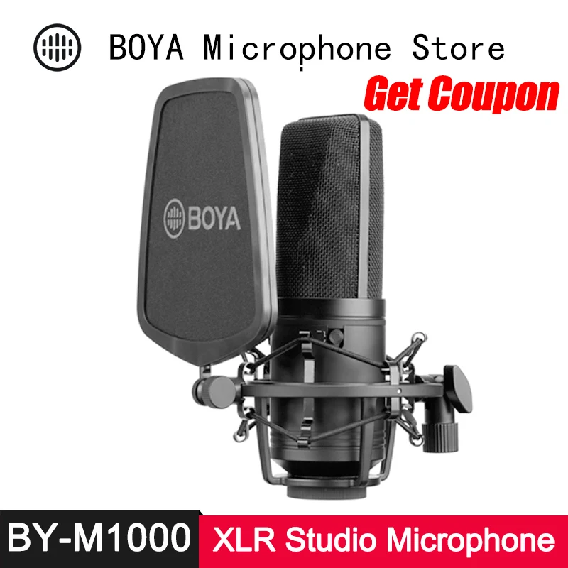 BOYA BY-M1000 конденсаторный микрофон с большой диафрагмой 3 диаграмма направленности для певицы подкастер voicever Студийный микрофон Facebook Vlog