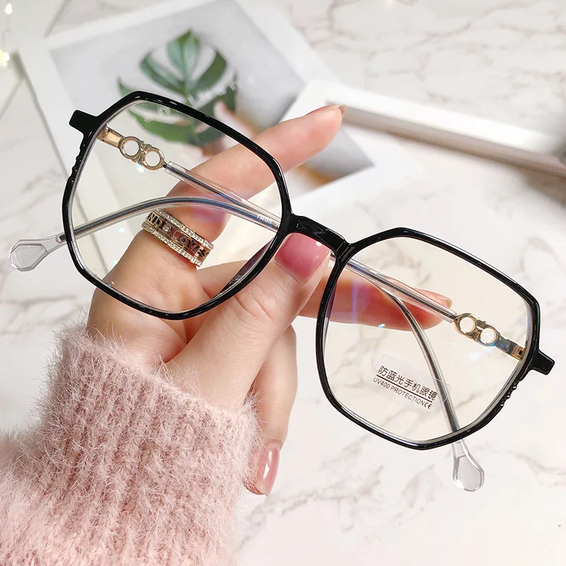 

2021 New Classic Fashion Polygon Woman Eyeglasses Man Anti-Blue Light Metal Retro Eye Glasses Brand Design Eyewear Frame