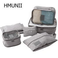 hmunii packing organizers clothing cubes shoe bags laundry pouches for travel suitcase luggage storage organizer 7 sets gray