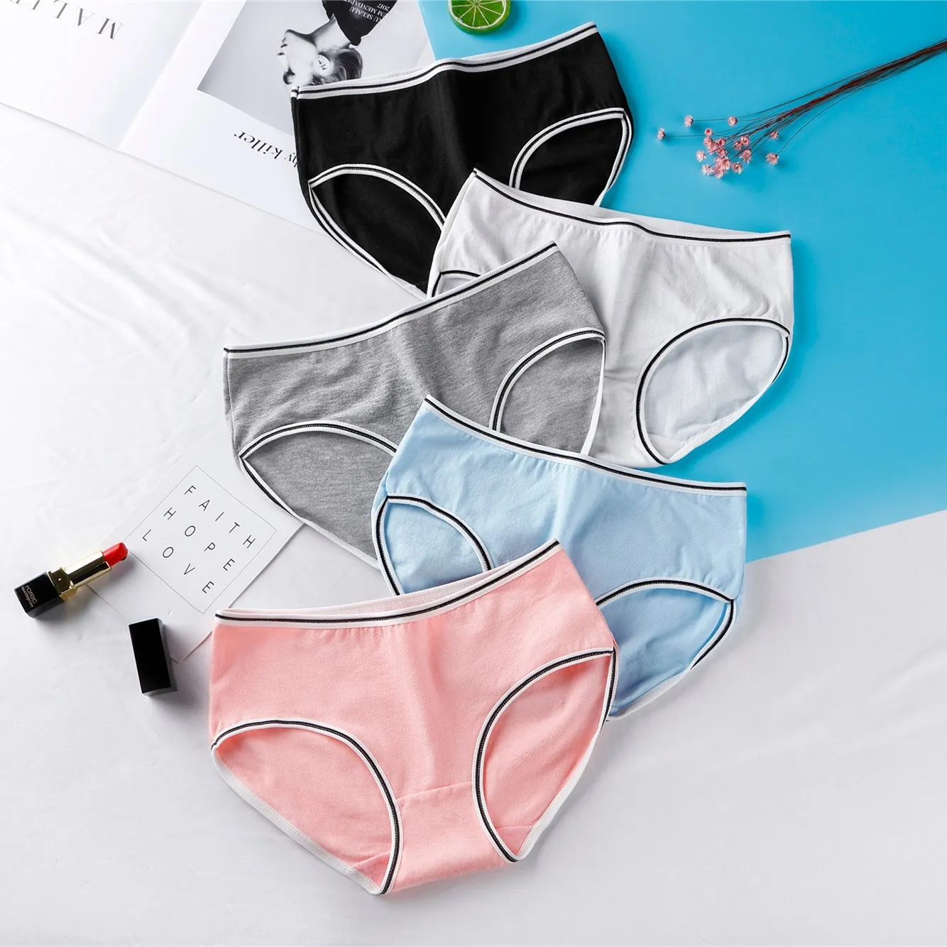 Трусики для женщин из хлопка розовая куртка в полоску с принтом женское нижнее