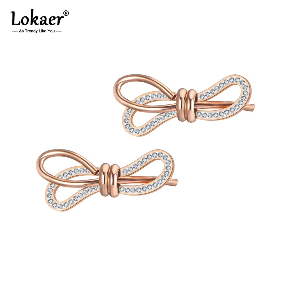 Lokaer модные геометрические серьги с бантами из нержавеющей стали ювелирные