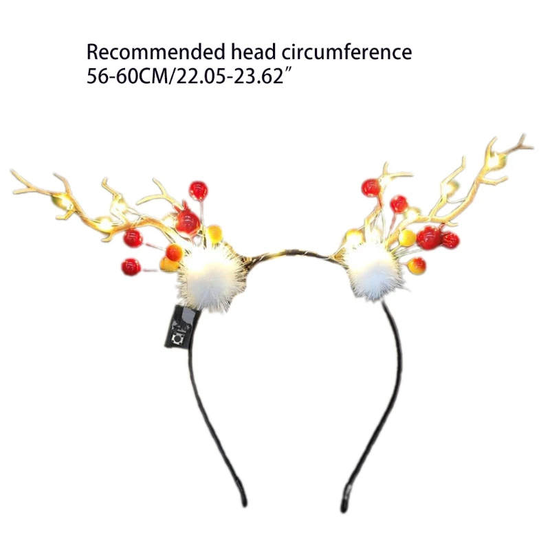 Повязка на голову с цветами оленями оленьими рогами и светодиодными лампочками| |