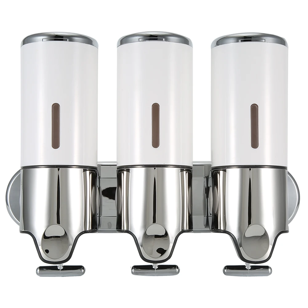 

Настенный дозатор жидкого мыла для ванной комнаты, работающий вручную, шампунь для ванной комнаты, 6030, белые, три чашки