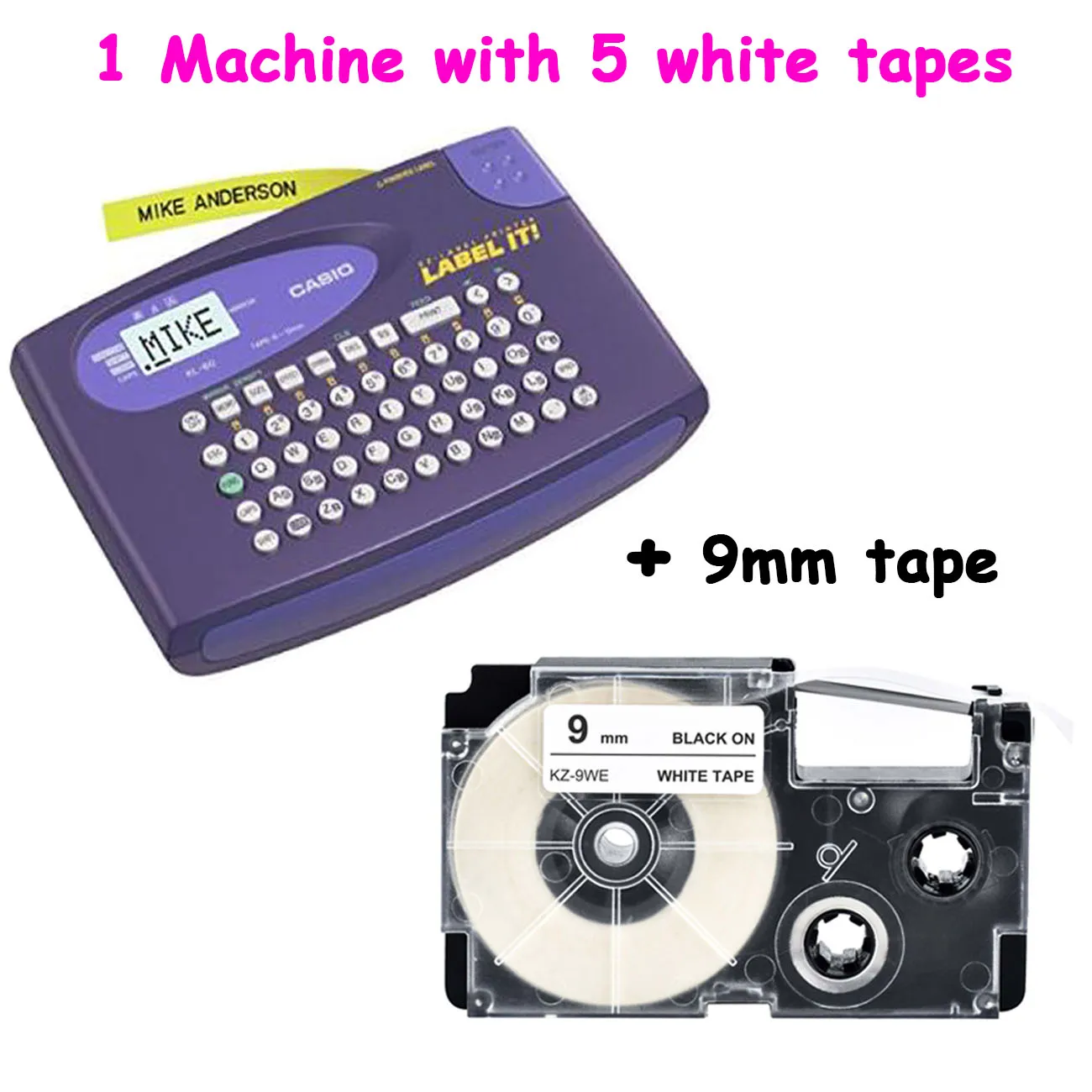 add 5pcs XR-9WE KL-60-L KL-60L casio Портативный английский машина ярлыка, костюм для детей 6/9/12 мм casio для маркировки ленты XR-12WE XR-9WE XR-12YW - Цвет: add 5pcs XR-9WE